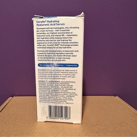 CeraVe Hydrating Hyaluronic Acid Hydration Face Serum - 1oz - NEW - Picture 6 of 7